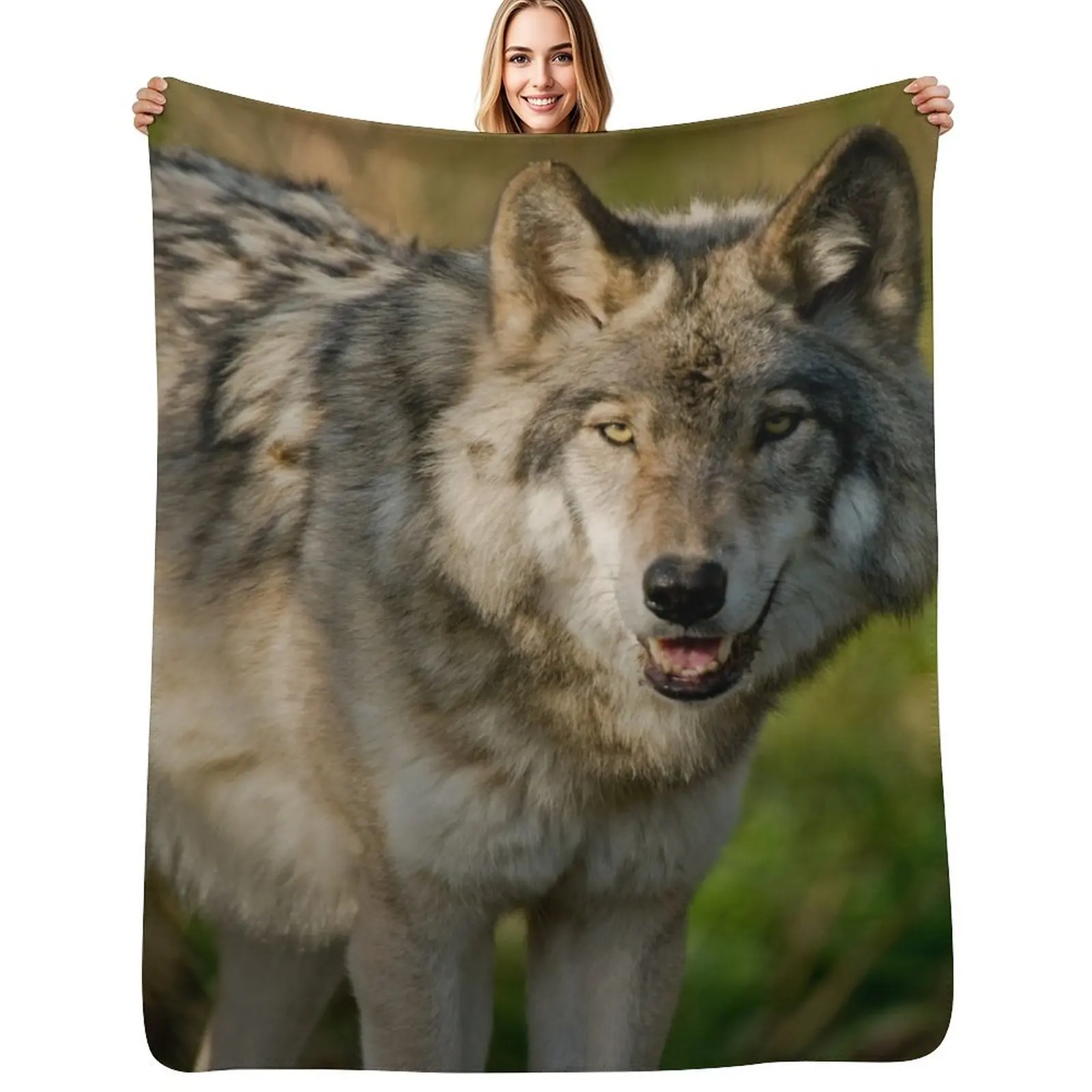 

Timber Wolf Throw Blanket Sofas Custom Bed linens warm for winter Blankets