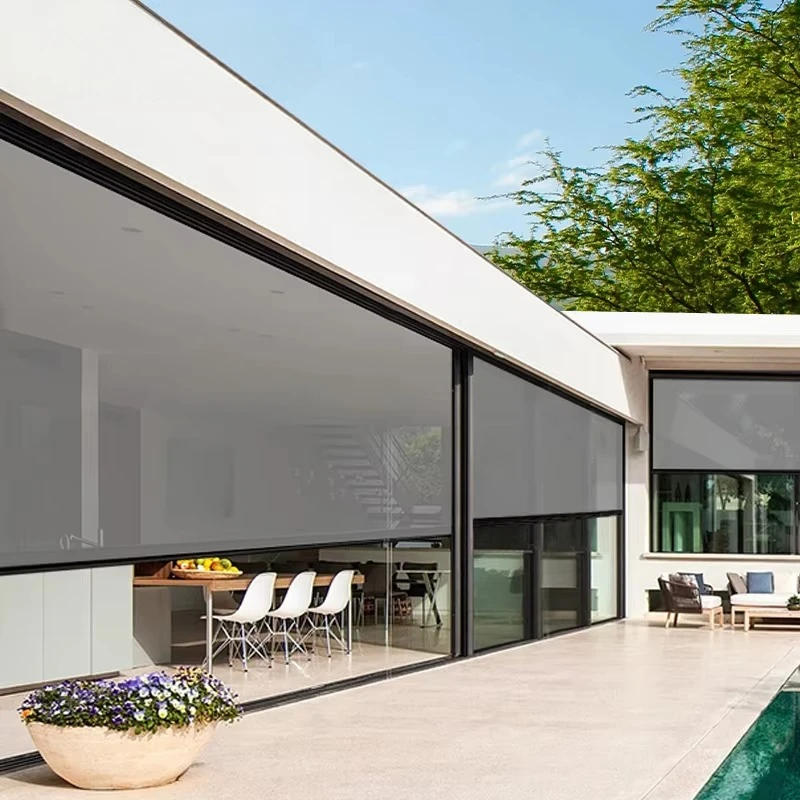 

Wholesale Smart Outdoor Electric Motorised Roller Blinds with Built-in Installation and Plain Technique for Patio