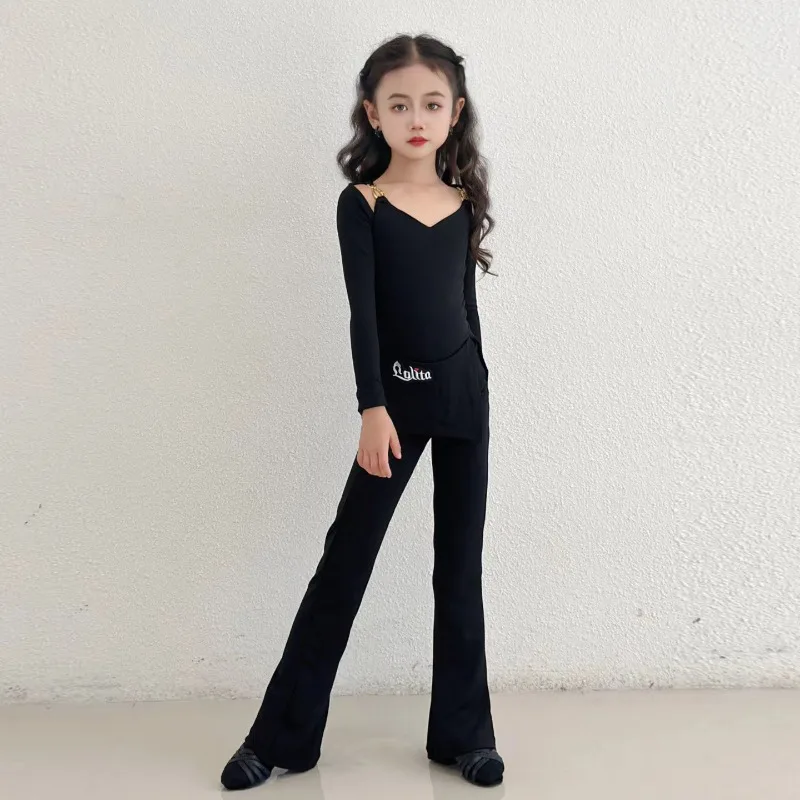 Latin Dance Outfit Set New Arrival Short Sleeve Top & Dance Pants Stylish Dancewear Training Practice Stage Performance Costume view 5