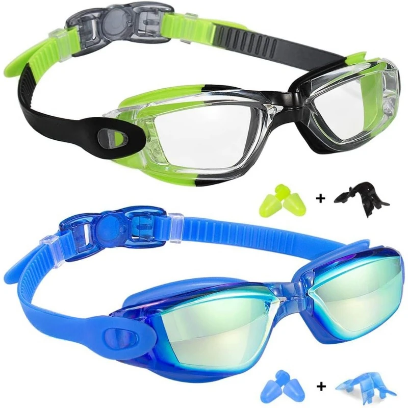 Pack of 2 Swimming Goggles, Anti-Fog Anti-UV Swim Glasses