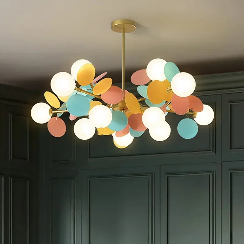 Scandinavia Colorful Branch Chandelier with Glass Ball Pendant Lamp Hanging  Suspension Lustre Luxury Ceiling Light