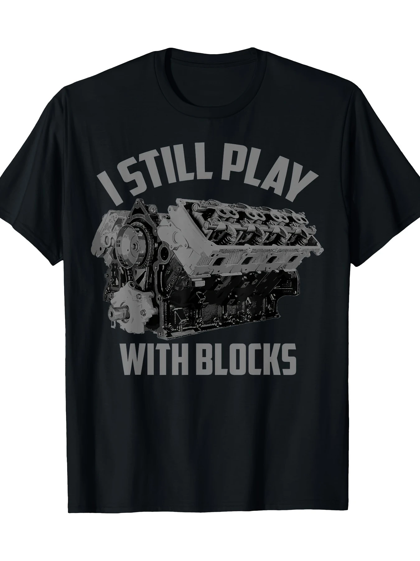 Building Blocks Racing T-Shirt - Maintenance Worker Graphic Tee with Block Letter 220GSM Heavyweight Casual