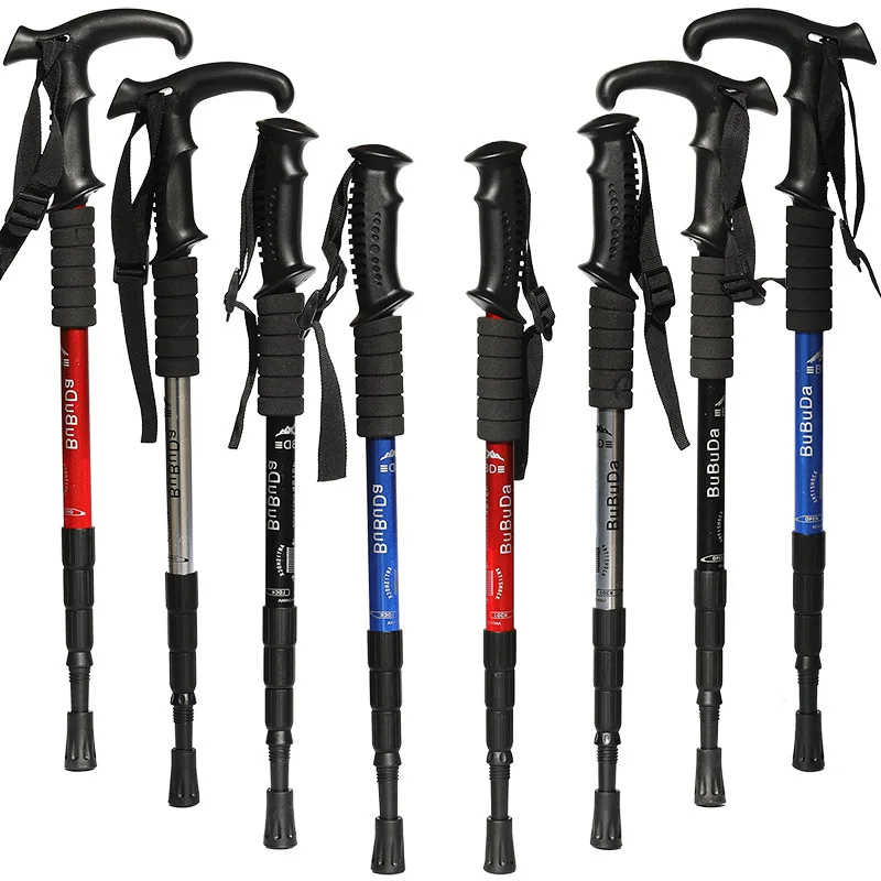 Collapsible Durable Natural Walking Sticks Adjustable Hiking Poles Trekking Poles with Quick Flip Lock Lightweight