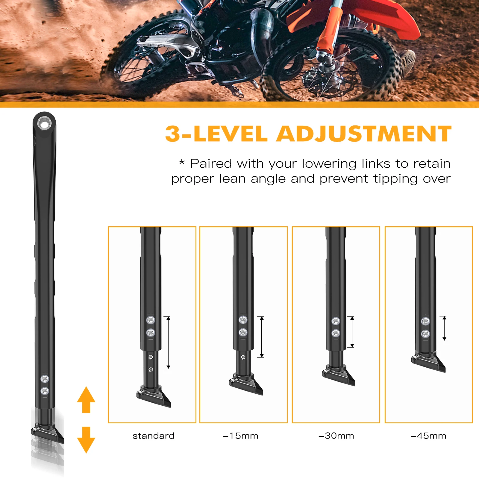 Adjustable Kickstand Sidestand Aluminum Lowering Links For 2023 KTM EXC 300 EXC350F Husqvarna TE300 FE350 GasGas EC300 EX300