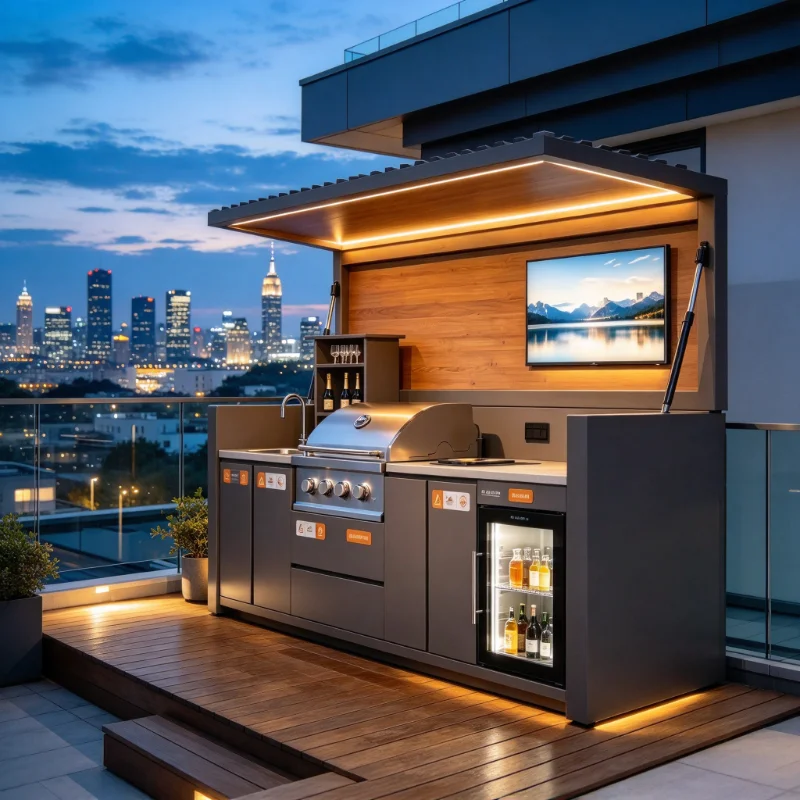 All In One Outdoor Bar Kitchen Integrated System Custom Outdoor Kitchen Cabinet Sets For Backyard Garden Cooking