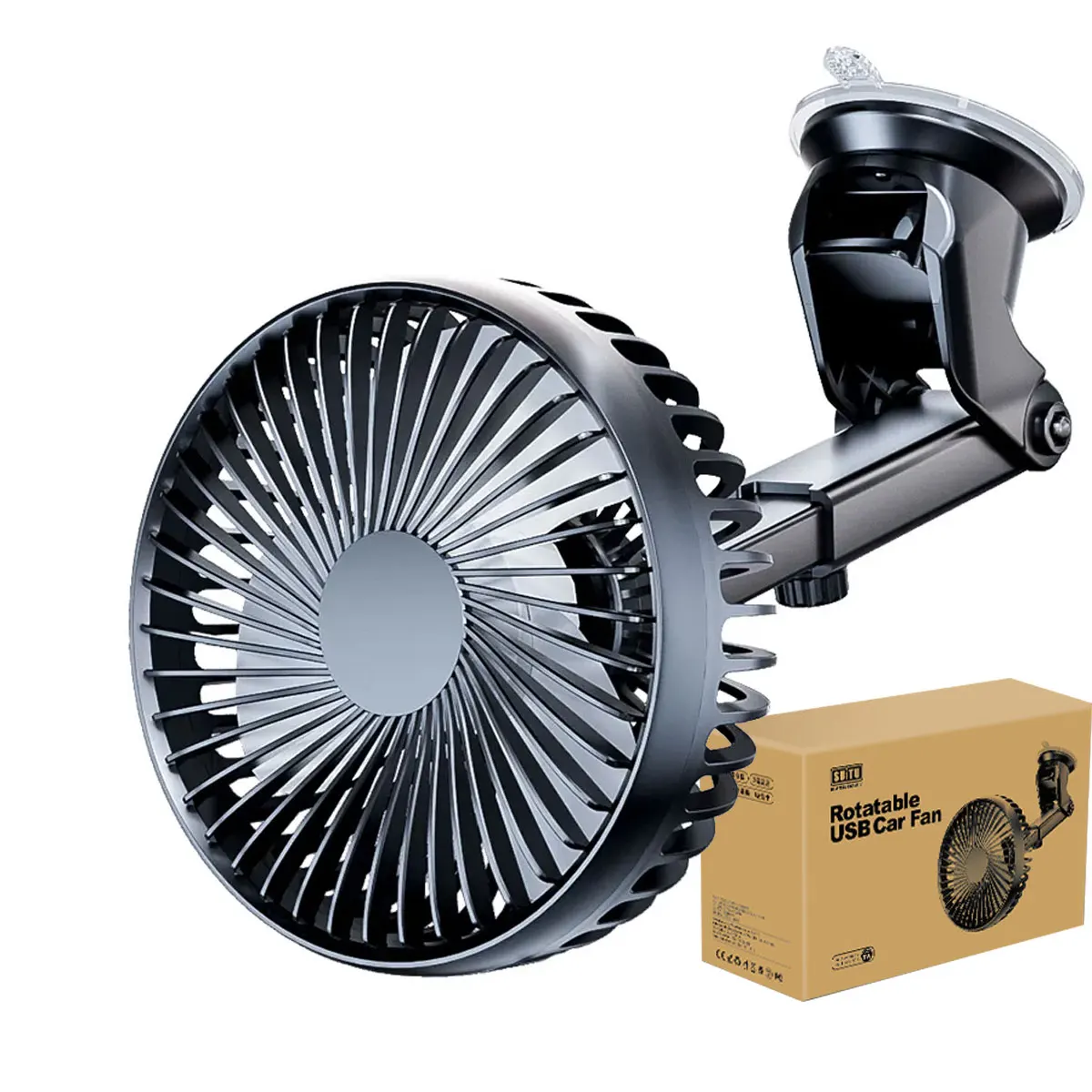 Ventilador de coche USB 360 ° Aire acondicionado de aire frío de soplado de rotación ajustable con brazo ajustable CA Flexible para circulación de aire de enfriamiento instantáneo