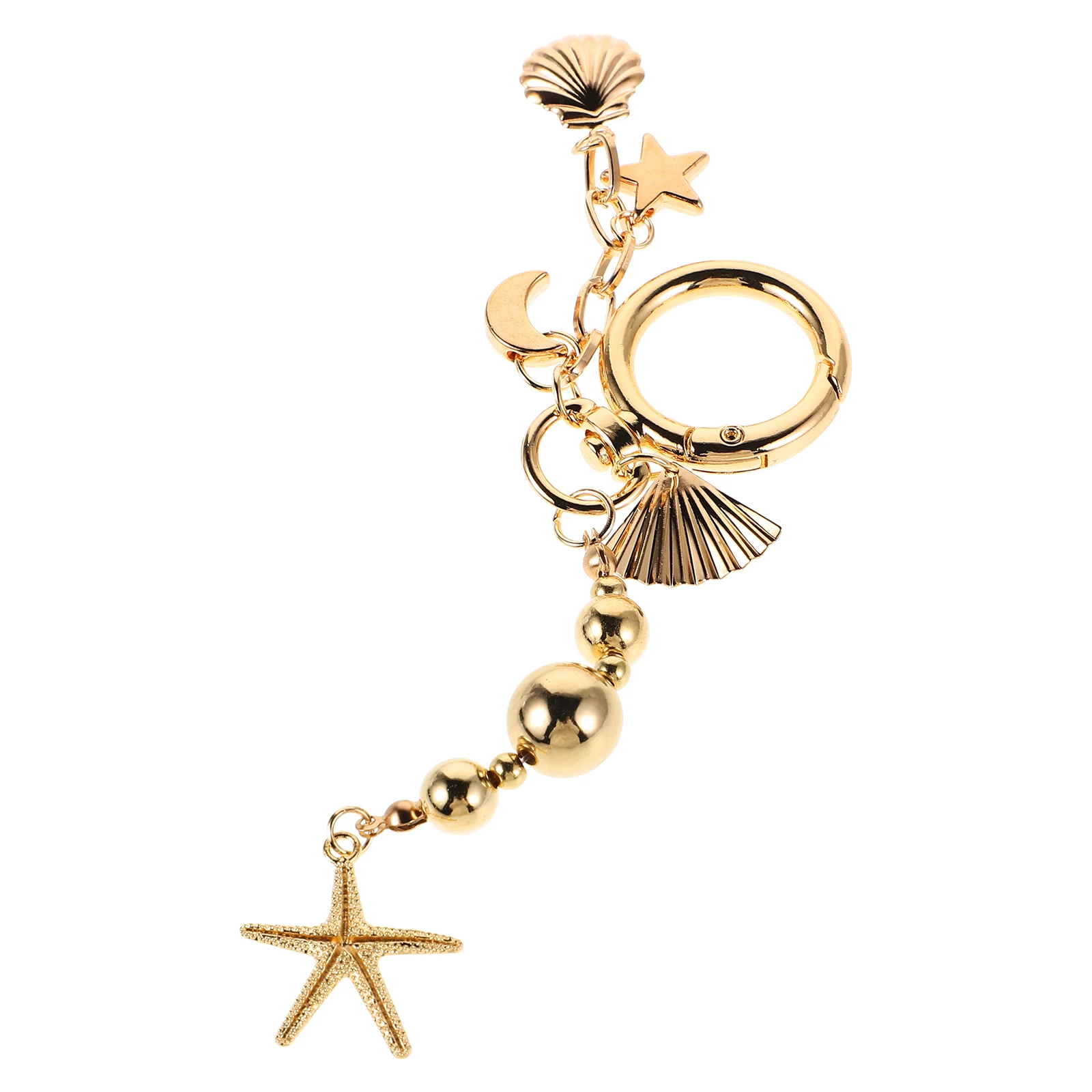 

Keychain Golden Zinc Alloy Women Backpack Decorations Sea Shape Lightweight Portable Fashion Keychain Bag Pendant