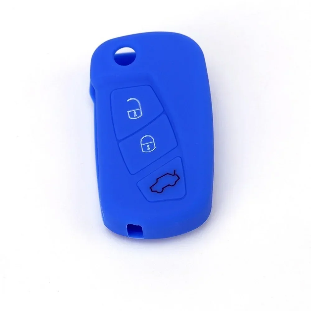 Silicone Car Key Case for Ford KA MK2 2008-2016 3 Buttons Aftermarket Folding Keychain Holder Remote Control Fob Protector Cover