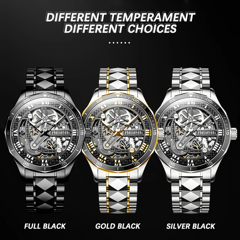 FEELNEVER New Mechanical Watches for Men Creative Skeleton Diver Automatic Men Watch Outdoor Sport Waterproof Sapphire Watch Men view 6