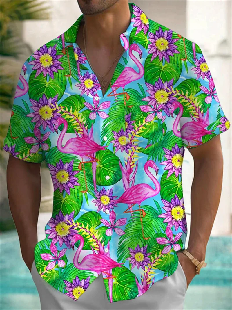 2025 New Casual Holiday Style Lapel Men's Shirt Men's Fashion Short Sleeved Shirt Button Down Streetwear