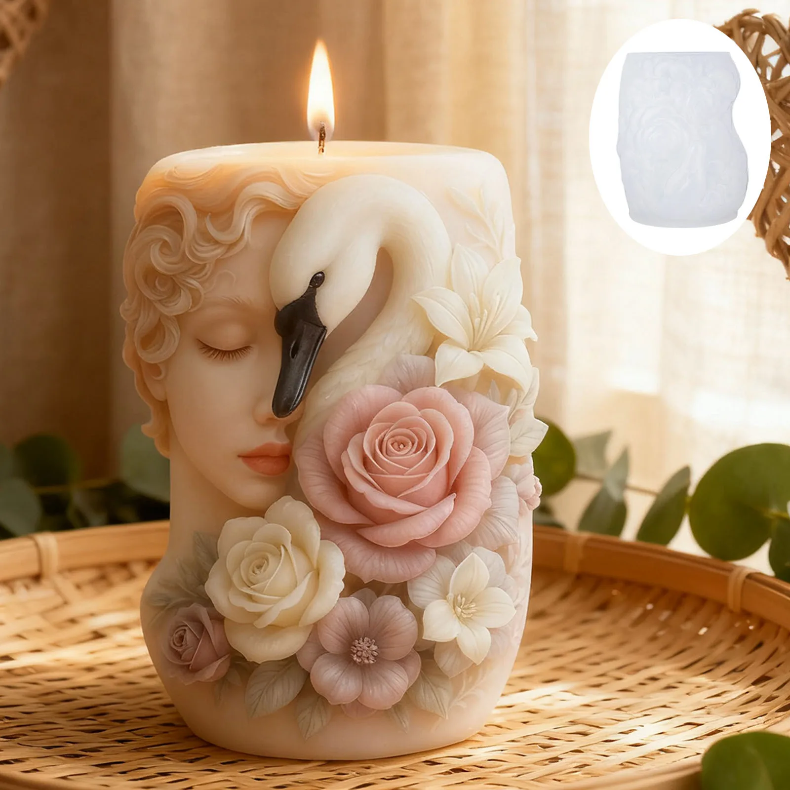 

Swan Girl Aromatherapy Candle Silicone Mold DIY Beauty and Swan Scented Plaster Silicone Mold Home Decor Indoor Ornament Craft