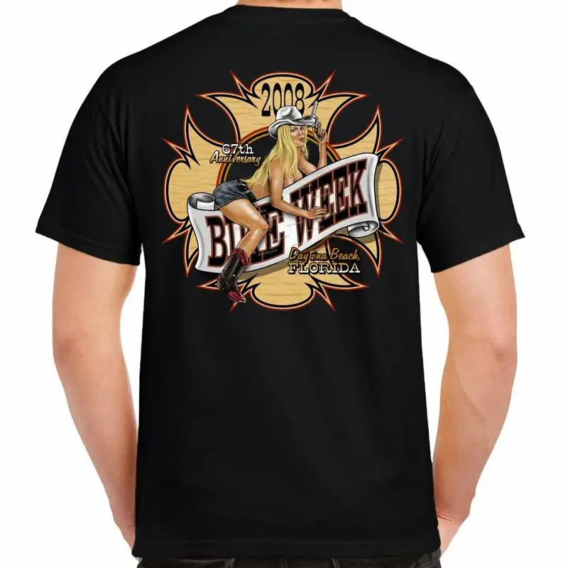 

Vintage 2008 Bike Week Wild Cowgirl Stripper Girl Motorcycle Event Biker T Shirt