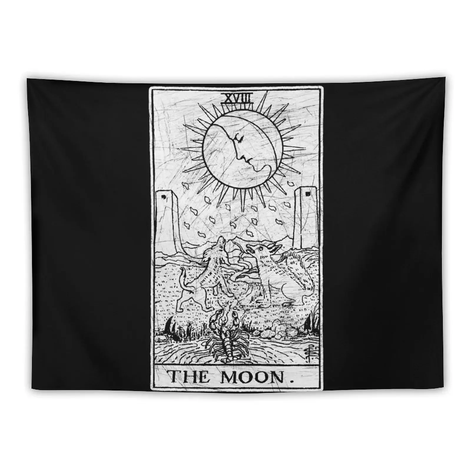 

The Moon Tarot Card - Major Arcana - fortune telling - occult Tapestry Decorative Wall Mural Funny Tapestry