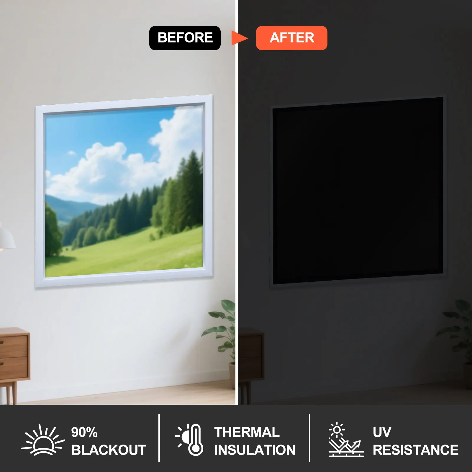 DIY100% Blackout Curtain Fabric | Self-Adhesive, Thermal Insulation, Protection, Privacy Protection and Blackout, Po - view 4