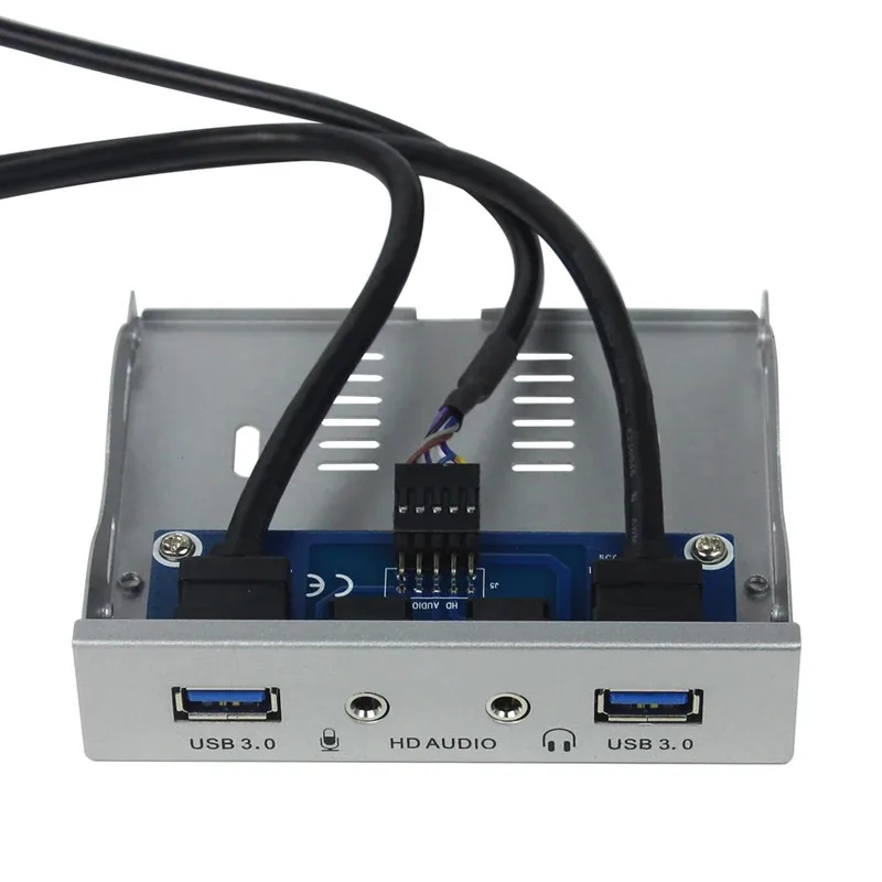 19 pines + Audio 9 pines 2 puertos USB Hub USB 3,0 HD Audio Panel frontal adaptador de soporte combinado para PC de escritorio interno 3,5 "FDD Bahía de disquete