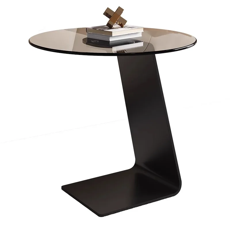 

Modern Luxury Glass Marble Round Black Side Coffee Table Metal Multifunction Classic Design Home Living Room Cheap Furniture