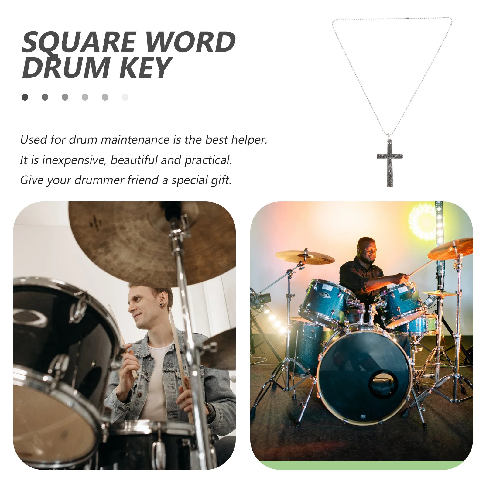Llave de tambor Herramienta de afinación en forma de cruz de acero cromado Herramienta de ajuste de kit de batería práctica para llave de instrumento de percussionistas
