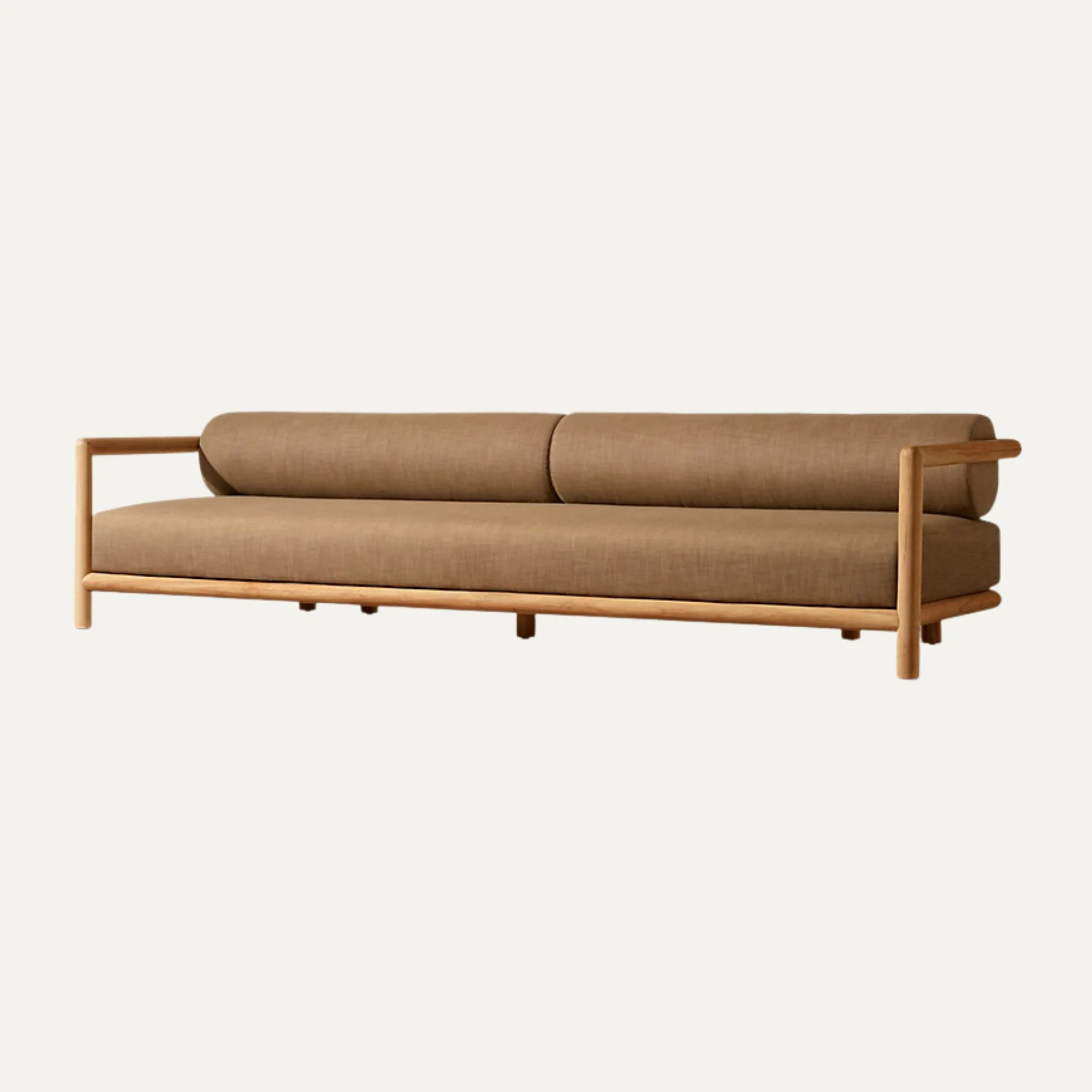 Four Seasons Hotel at Surf Club Three Seat Teak Wood Outdoor Garden Sofa Cushioned Seat for Living Room Patio Terrace Villa Use