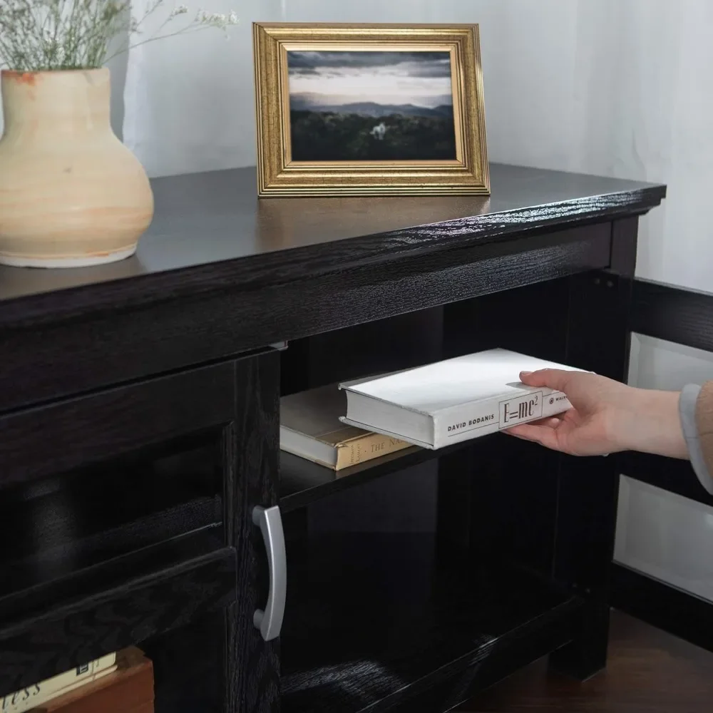 Black TV Stand para sala de estar, TV Cabinet, Free Home Furniture, Frete, 44 polegadas