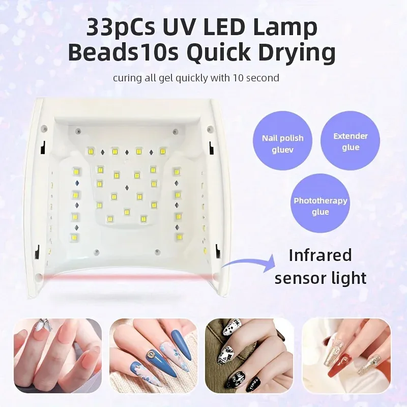 66W充電式UV LEDネイルランプ、LCDスクリーンと4つのタイマー設定付き - 家庭用およびサロン用のプロフェッショナルなマニキュアツール