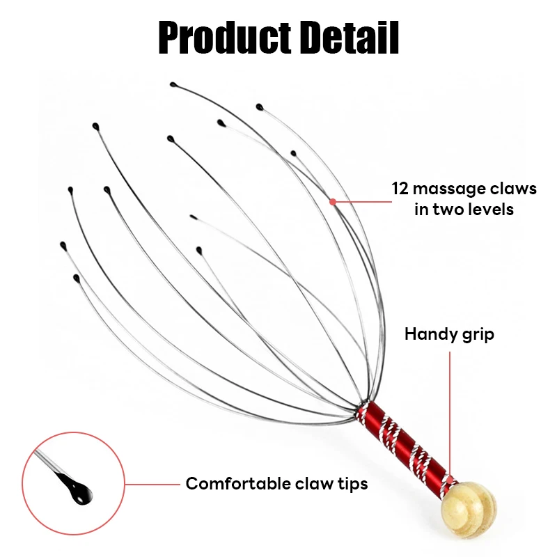 Octopus Head Massager Scratching Scalp Relaxation Relief Increase Blood Circulate Scratcher Relieves Tension Health Care Random - Image 5