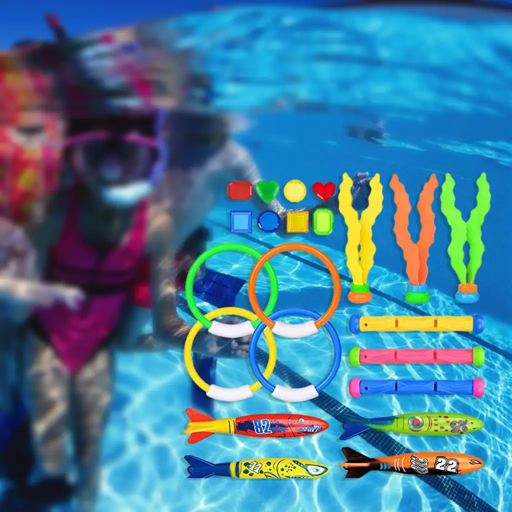 Plastic Underwater Diving Kit Swimming Pool Toy Diving Rings for Kids