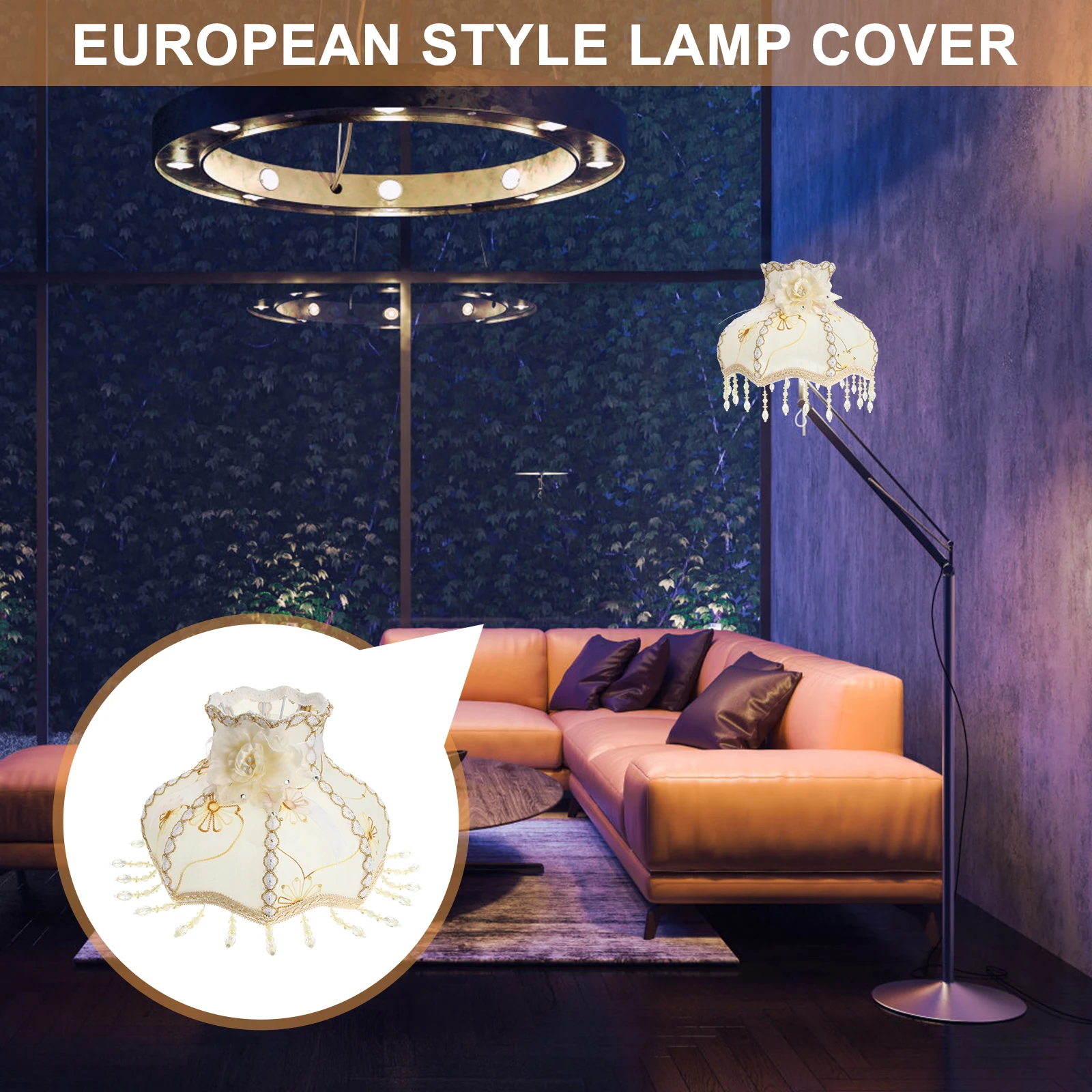 

Vintage Lampshade Retro E27 Beige Princess Style Cover European Lampshade for Table Floor Lamp Dust Proof Durability