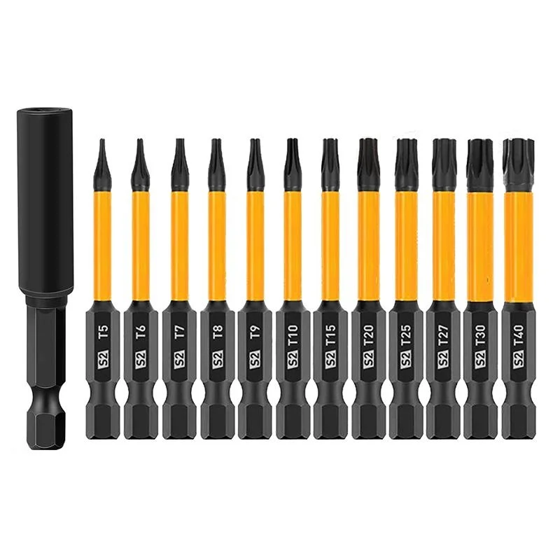 

13Pcs Torx Screwdriver Bits 60mm Impact Torx Bit Set Magnetic Security Tamper Proof Star Torx Driver Bit with Bit Holder