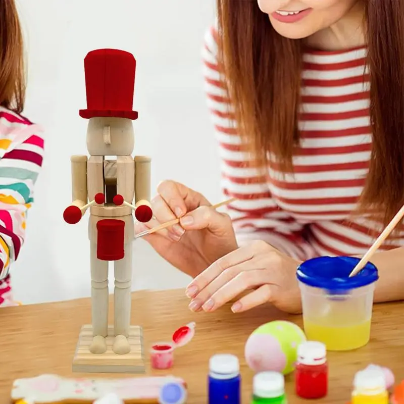 

Деревянный Щелкунчик, незаконченный рождественский деревянный незавершенный Щелкунчик, 15 дюймов, креативный кукольный ремесленный декор, Щелкунчик, товары для вечеринок