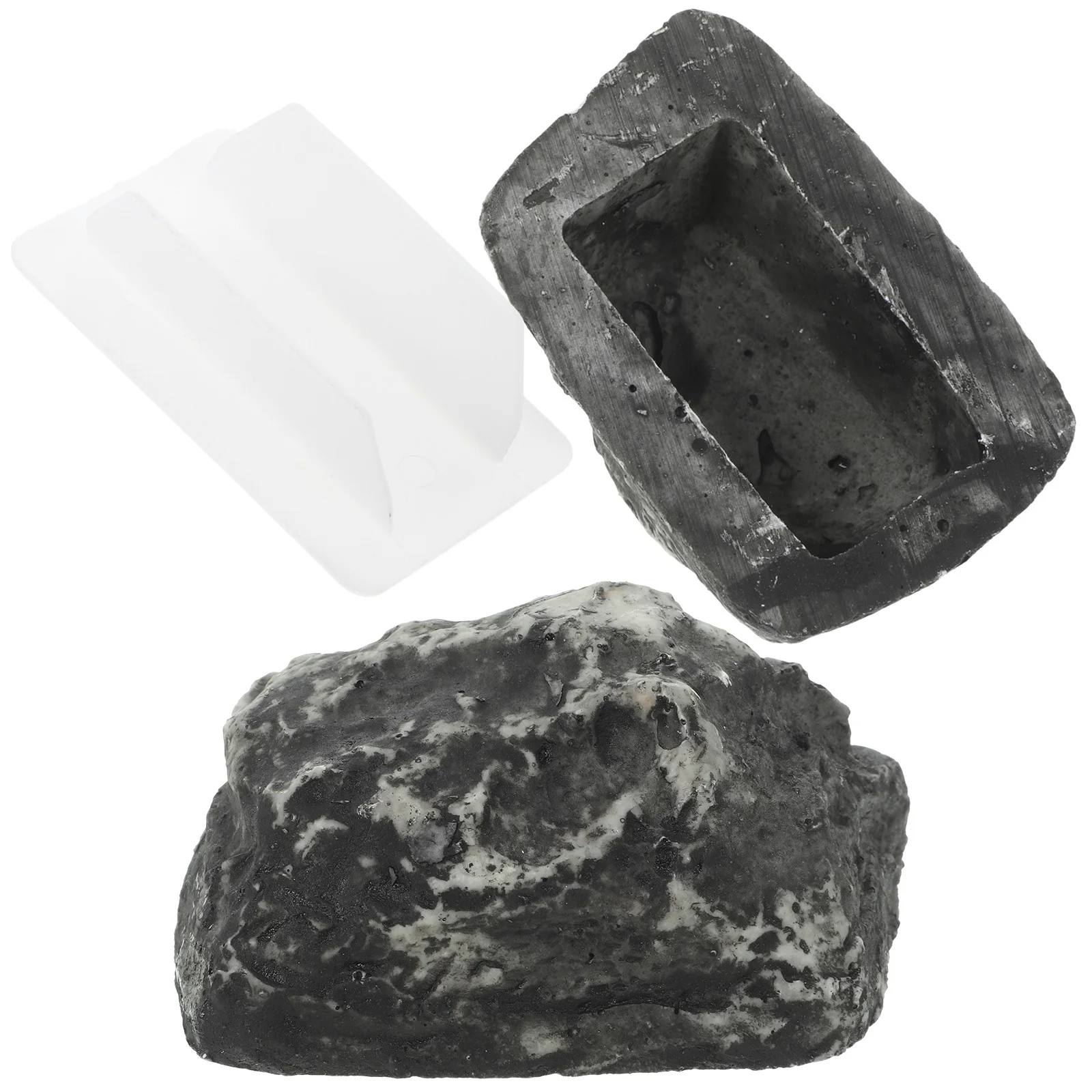 BUTIFULSIC 2pcs Fake Stone Key Holder Outdoor Garden Hider Resin Decor Keychain Spare Storage Box Hidden Security