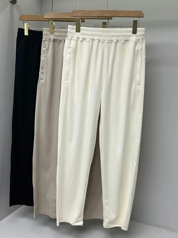 

Comfortable Qui-Dry Four-Sided Elastic Waist Men's Lightweight Spring Summer Casual Pants Straight Leg Cotton Blend