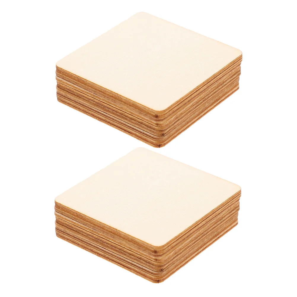 

200pcs Chips: Square Unfinished Slices For Diy Crafts Blank Wooden Cutouts For Painting, Wood Burning Projects, Craft Wood