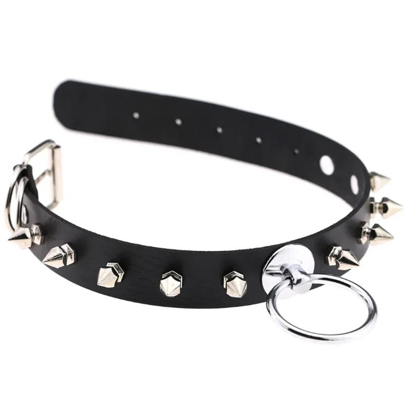 1 unidad Harajuku Cosplay remache Punk Rock Gothi mujeres Collar Sexy PU cuero corazón Cruz Spike Hip Hop Bondage gargantilla joyería a granel