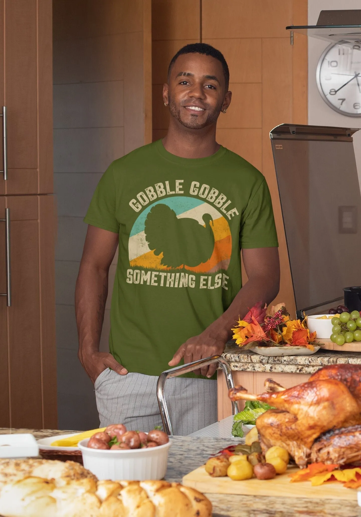 Men's Funny Thanksgiving T Shirt Gobble Something Else Turkey Day Humor Vegan Vegetarian Soft