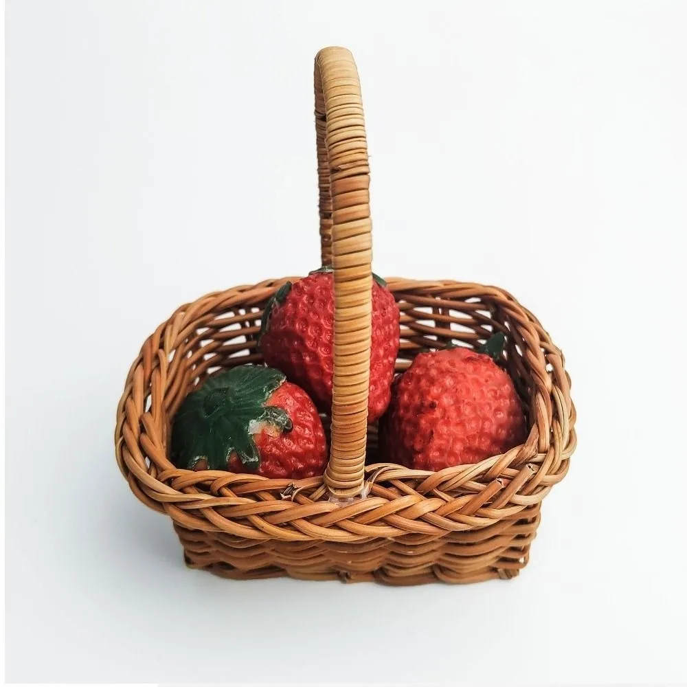 with Handle Imitation Rattan Handhold Handwoven Household Braid Storage Baskets 5 Styles Vegetable Fruit Flowers Holder