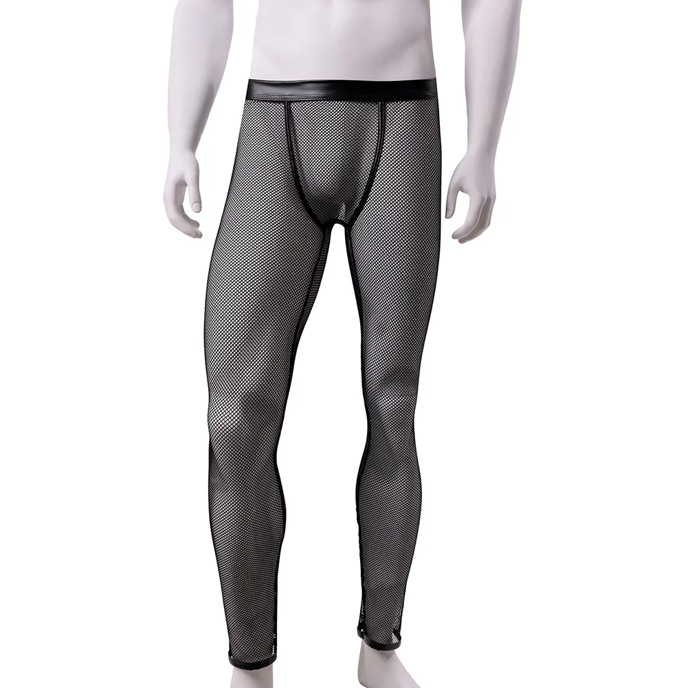 

Men's Mesh Sheer Fishnet Lounge Pants See Through Leggings Underwear Long Trousers for Home Breathable Comfortable Fabric