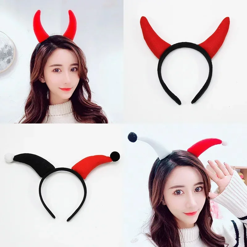 15pcs Red Devil Horn Headband Clown Hair Ornament Unisex   Hat Headwear Cute Accessories Party  Wedding Festival