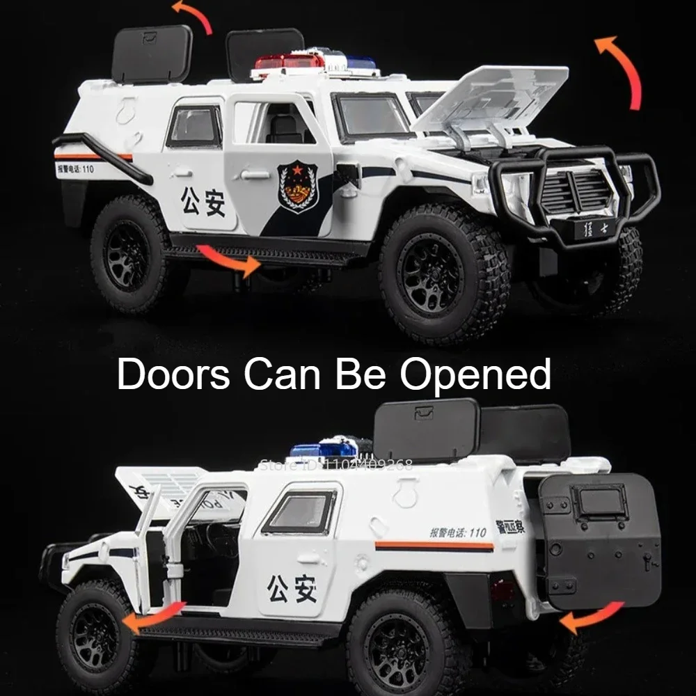 경찰 자동차 모델 장난감 금속 다이캐스트 풀백 도어 열기 차량 모델 소년 휴일 선물