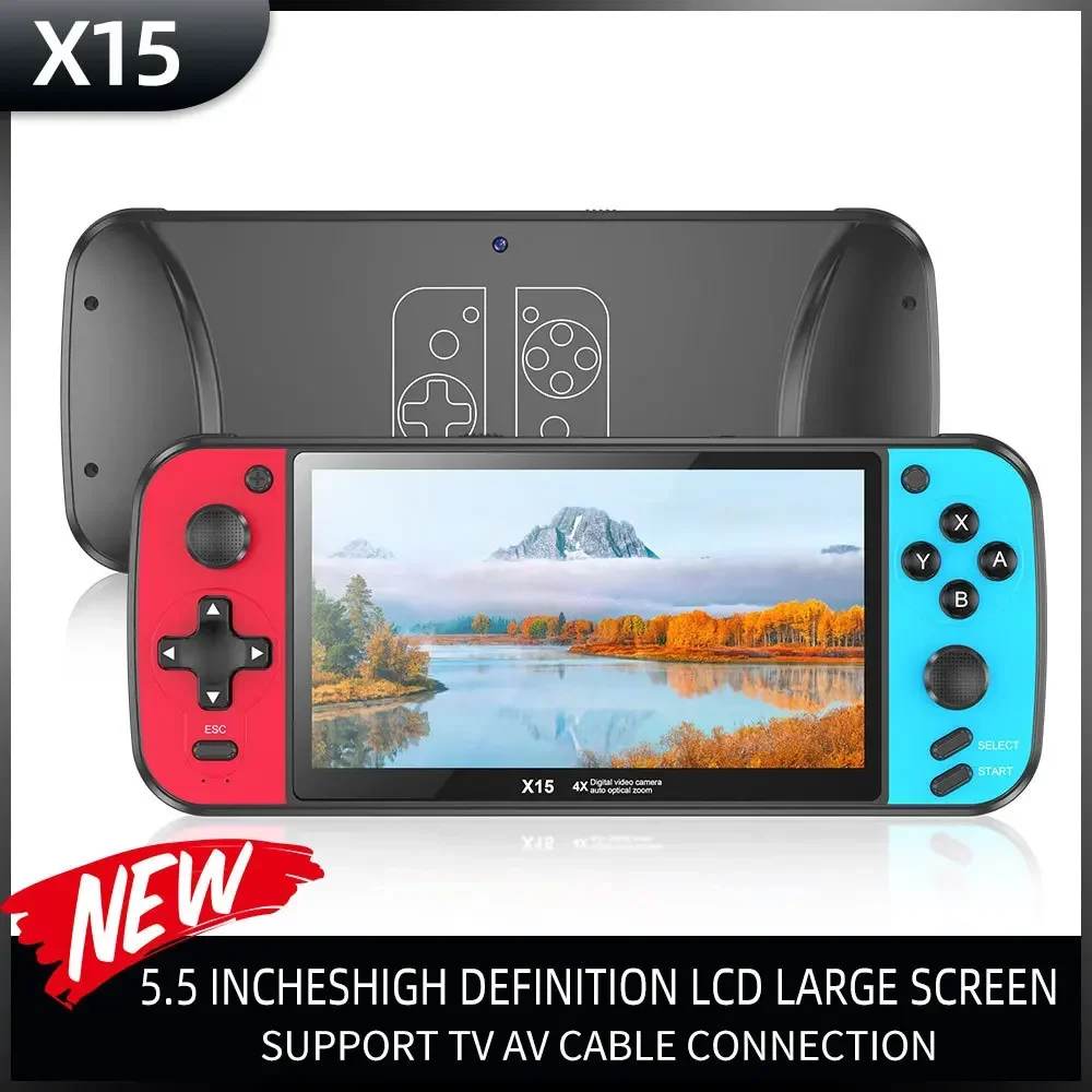 NEW 5.5 inch X15 Portable Handheld Game Console For GB FC MD 5000 Retro Games Support TV Out MP4 Music Ebook Video Player Box