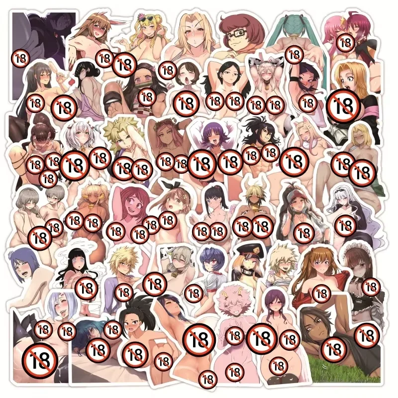 50pcs Exclusive Cute Sexy Waifu Vulgar Adult Collection Waterproof Stickers (18+)