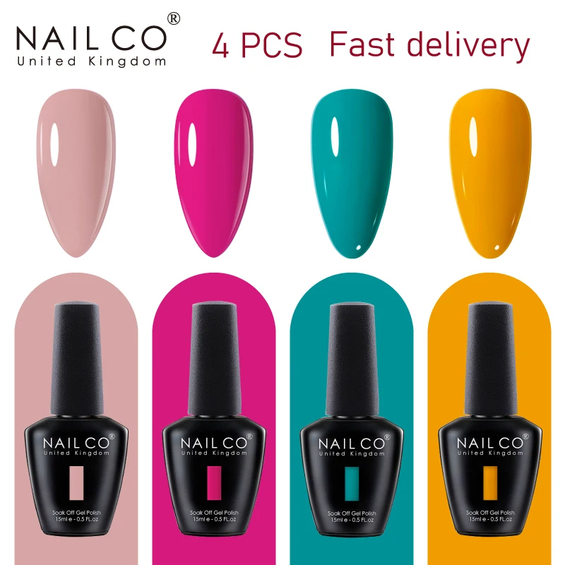 Nailco Gel politur Set semi permanenter Nagellack 4 teile/los Hybrid lacke Top Base Coat Nägel Art Kit UV-Lampen-Serie einweichen