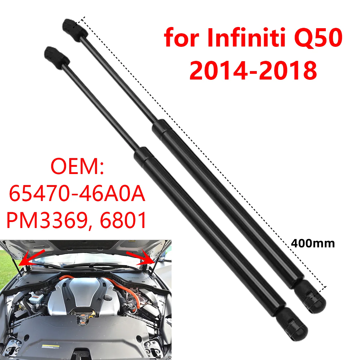 for Infiniti Q50 2014-2018 6547046A0A Car Front Engine Cover Hood Gas Spring Arm Rod Shock Lift Struts Bar Support Damper 6801