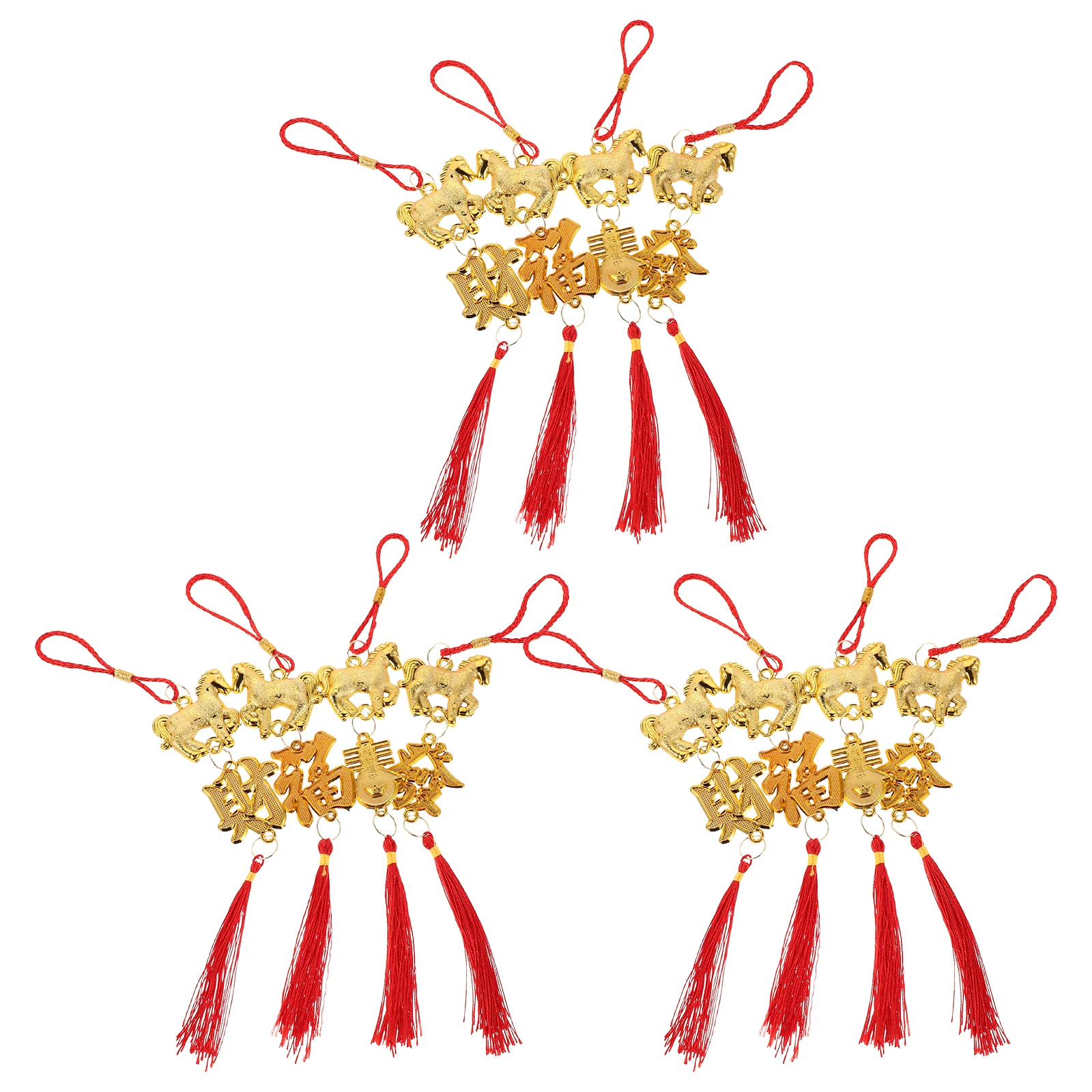 

12Pcs Chinese Horse Pendant Traditional Lunar New Year Hanging Ornament for Bonsai Doorway Home Decor Festival Gift Idea