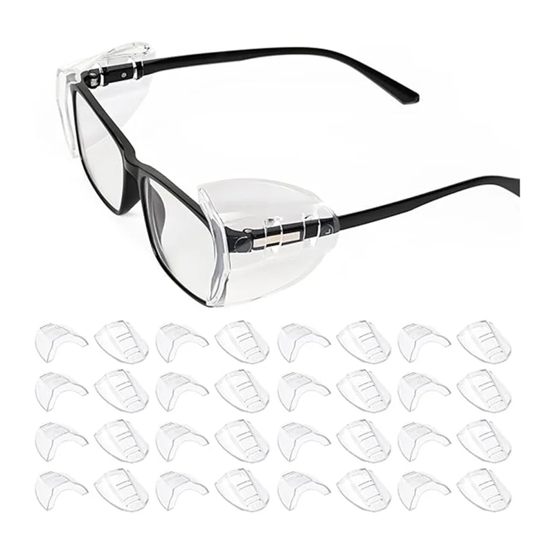 YLS-16 Pairs Eye Glasses Side Shield Flexible Slip On Side Shield Fits Small To Large Eyeglasses