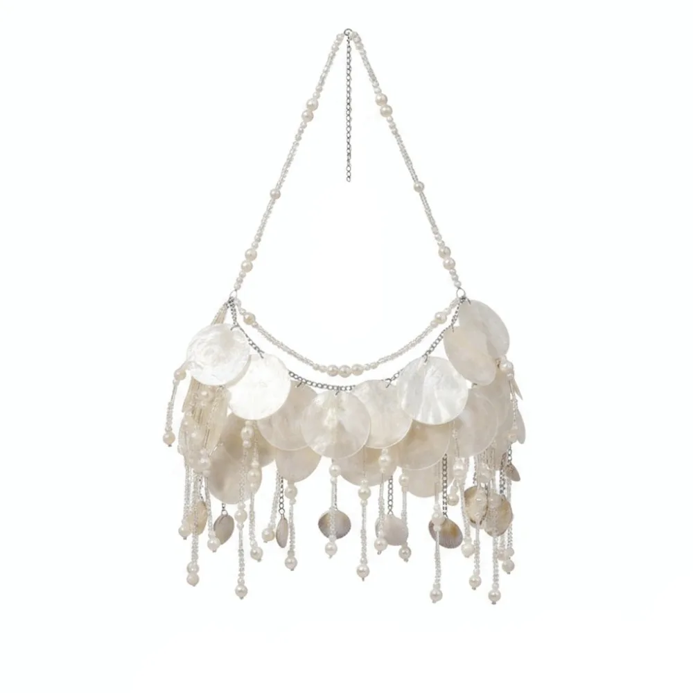 Handmade Shell Beaded Bra Top Resin Beaded Pearls Beaded Beaded Halter Top Halter Style Backless Beaded Camisole Top Rave Outfit