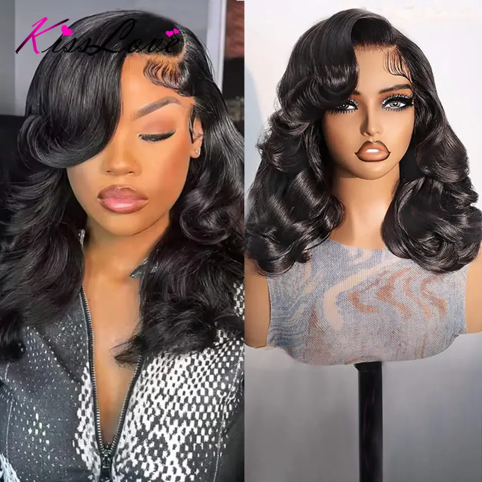 

KissLove 6x4.5 Pre-Styled Body Wave Bob Wig 4x4 Glueless Wigs Human Hair 13x4 Pull and Go Glueless Wig Side Part Short Bob Wigs