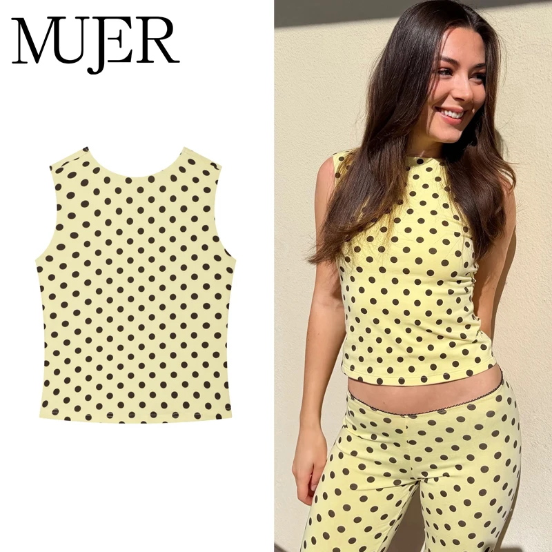 Damen Polka Dot Tanktop Sommer Polo Damen T-Shirt Off-Shoulder Crop Top Streetwear Rückenfreies Lustiges T-Shirt für Frauen