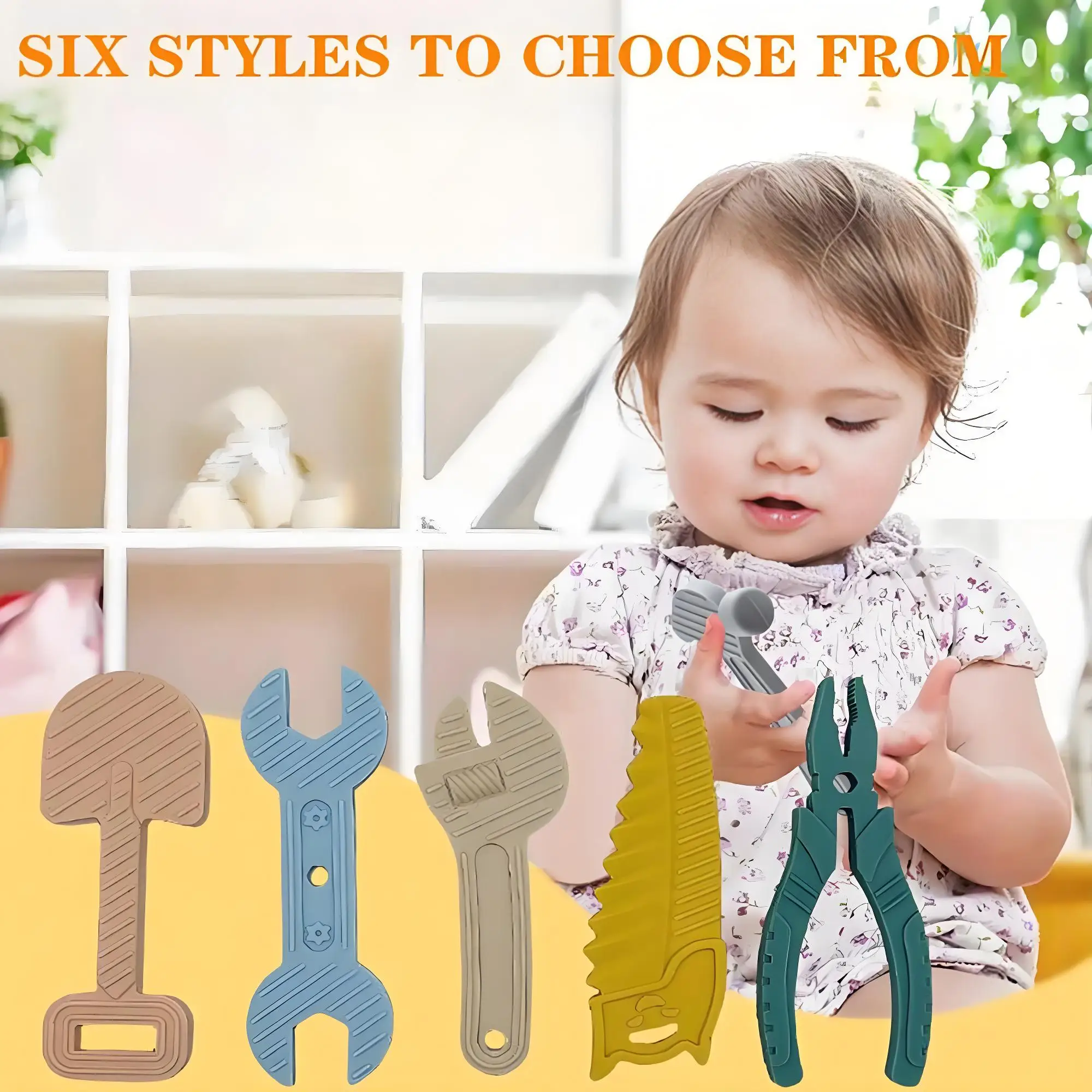 

6pcs children's toys teething tools shaped silicone teething teethers for teething babies daily use 6pcs set multicolor mixing