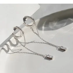 Modern Fashion Silver Color Women's Dangle Earrings with Shiny CZ Stone Aesthetic Female Earrings for Party Jewelry Gifts