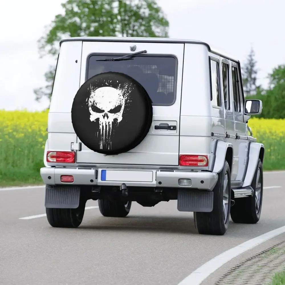 Skelett-Totenkopf Ersatzrad-Reifenabdeckung Tasche für Jeep Pajero, Robuste Metall-Staubschutzhülle, Fahrzeugzubehör – Detail 8